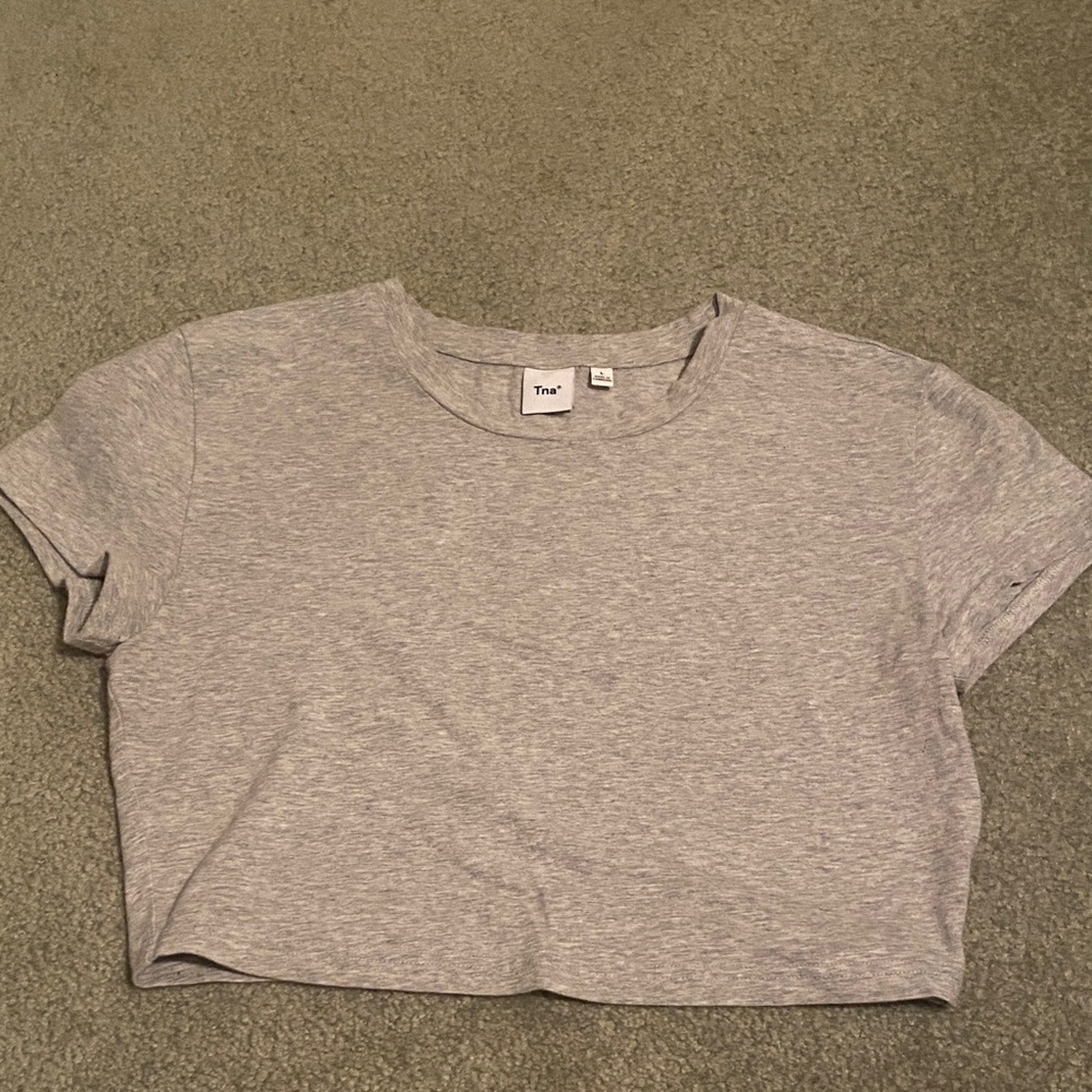 Aritzia TNA Gray Cropped T-Shirt